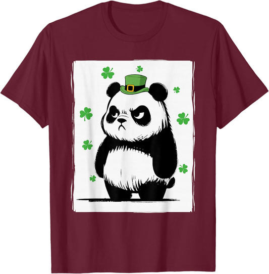 Grumpy Panda St Patty's Shamrock Funny St Patrick's Day T-Shirt - T-Shirt | Maroon