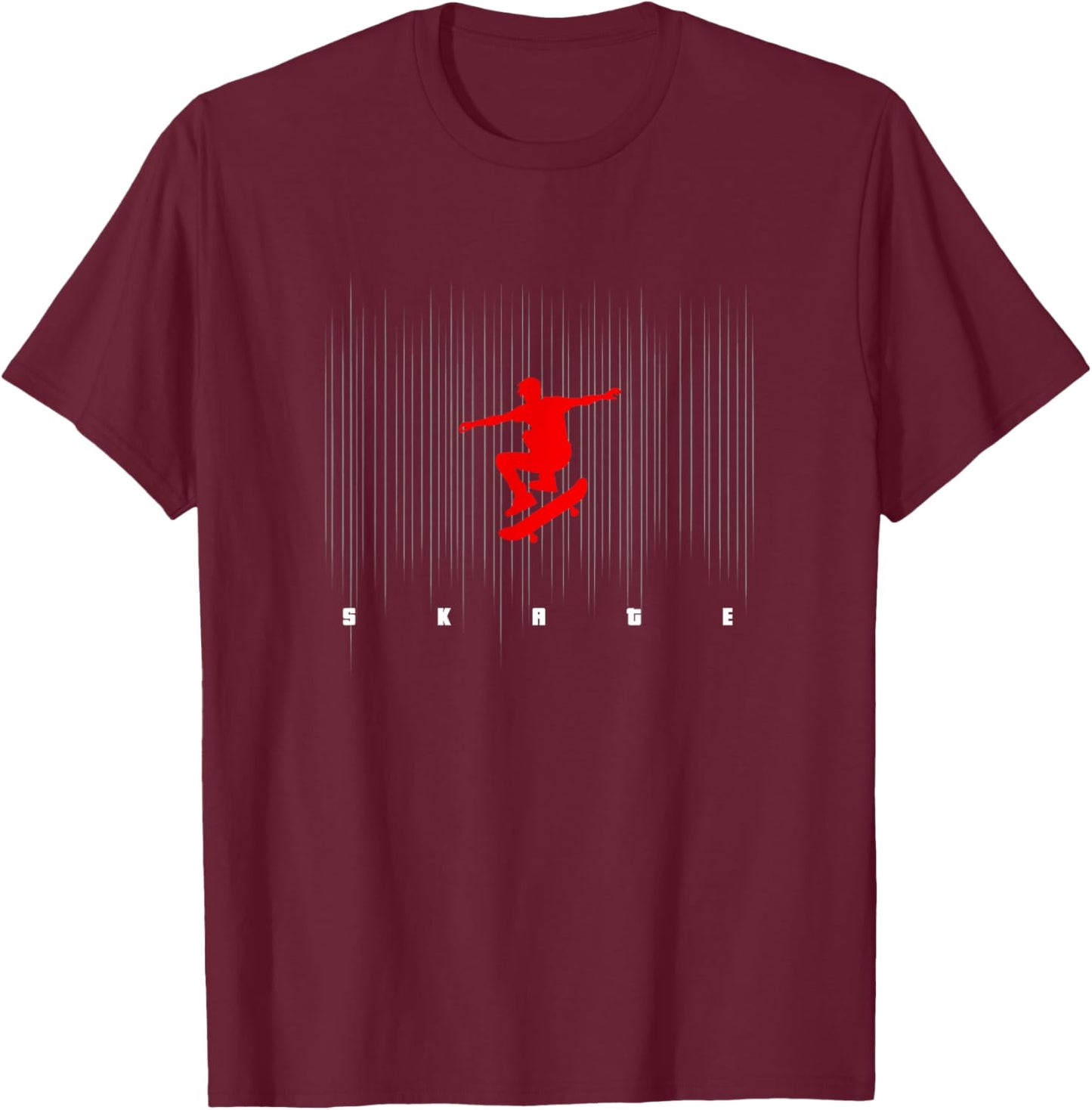 Skate Logo Motif Skate Kick Push Boys Skater T-Shirt - T-Shirt | Maroon
