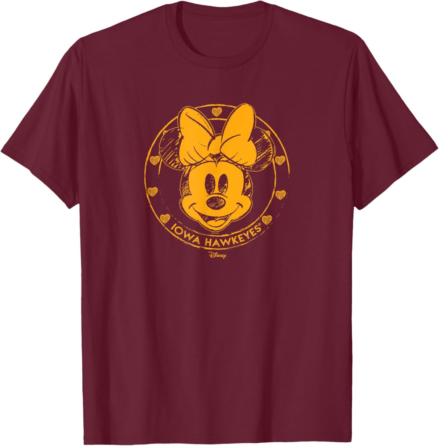 Iowa Hawkeyes Minnie Mouse Sketch Black Officially Licensed T-Shirt - T-Shirt | Maroon