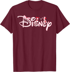 Disney Mickey & Minnie Coquette Valentine's Day Cute Trip T-Shirt - T-Shirt | Maroon