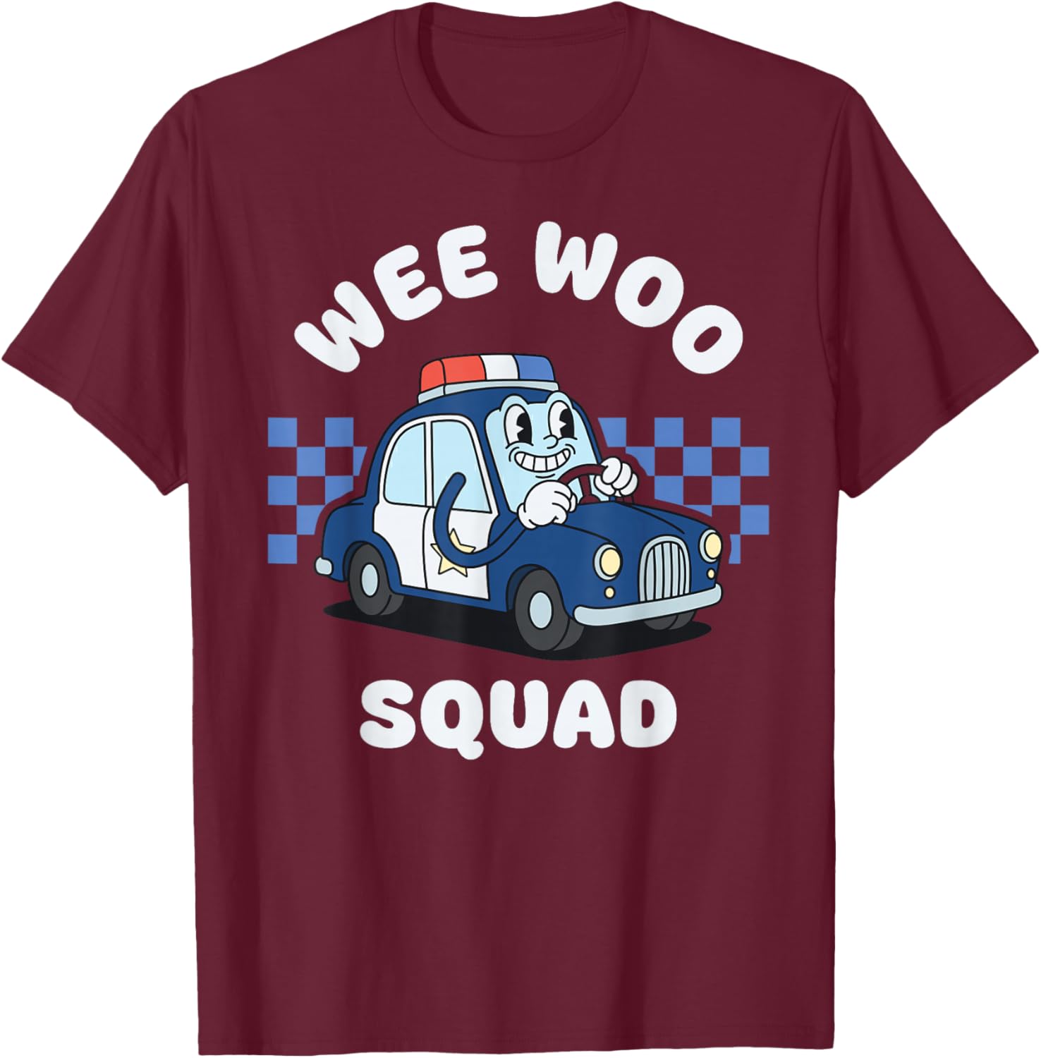 Funny Wee Woo Squad Cute Police Car for Kids T-Shirt - T-Shirt | Maroon