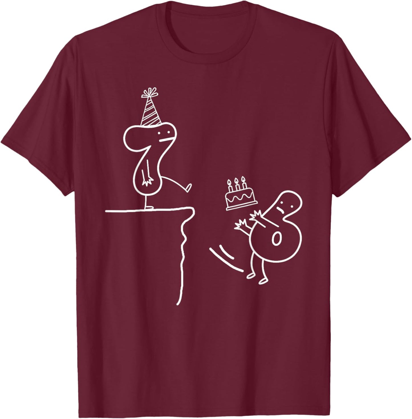 Funny Goodbye 6 Hello 7 Birthday 7th Bday 7 Years Old 67 Boy T-Shirt - T-Shirt | Maroon