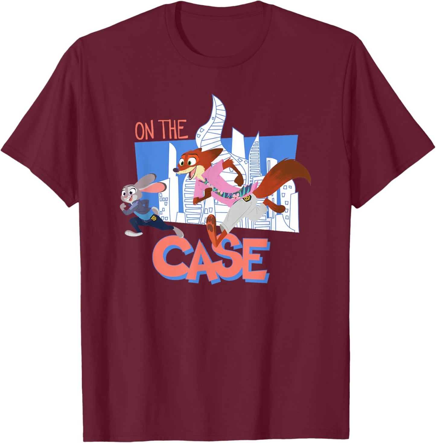 Disney Zootopia 2 On The Case Judy and Nick City Shot T-Shirt - T-Shirt | Maroon