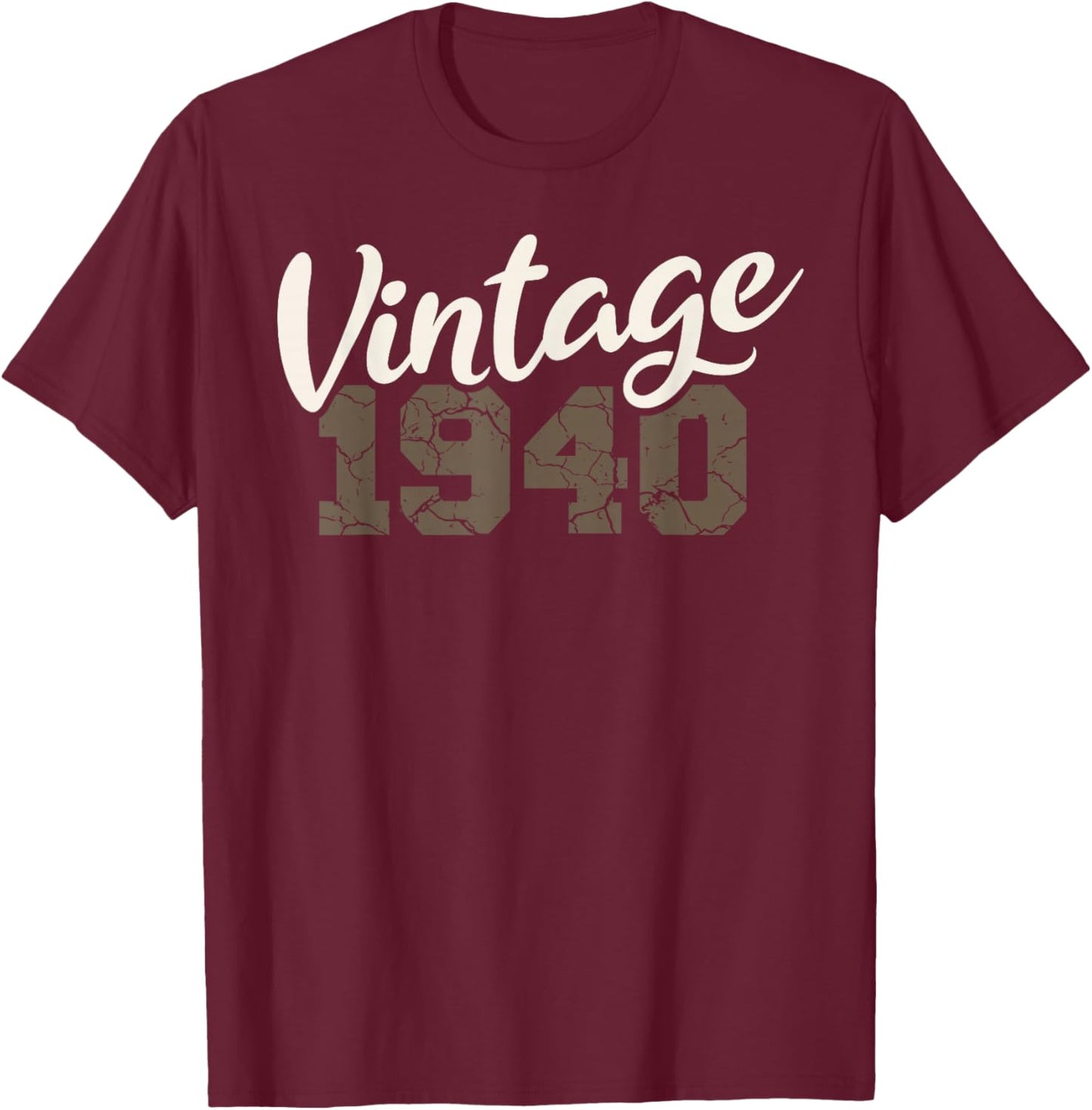 Vintage 1940 Birthday Men Women Retro Distressed Graphic T-Shirt - T-Shirt | Maroon
