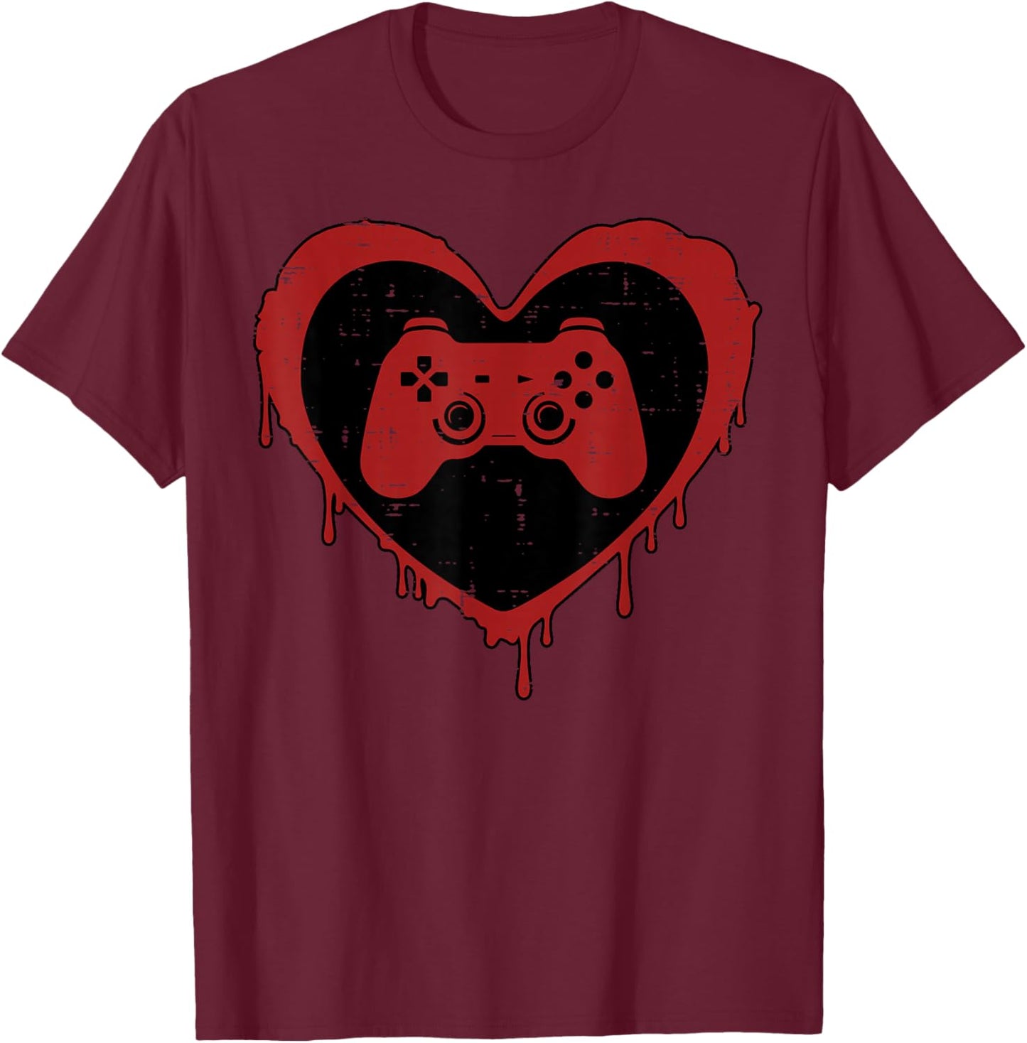 Valentines Day Gaming Heart Valentine Gamer Men Boys Kids T-Shirt - T-Shirt | Maroon