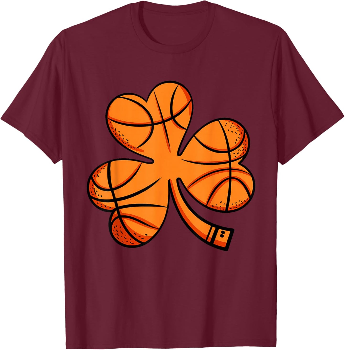 Basketball Irish Shamrock Clover Sports St. Patricks Day T-Shirt - T-Shirt | Maroon