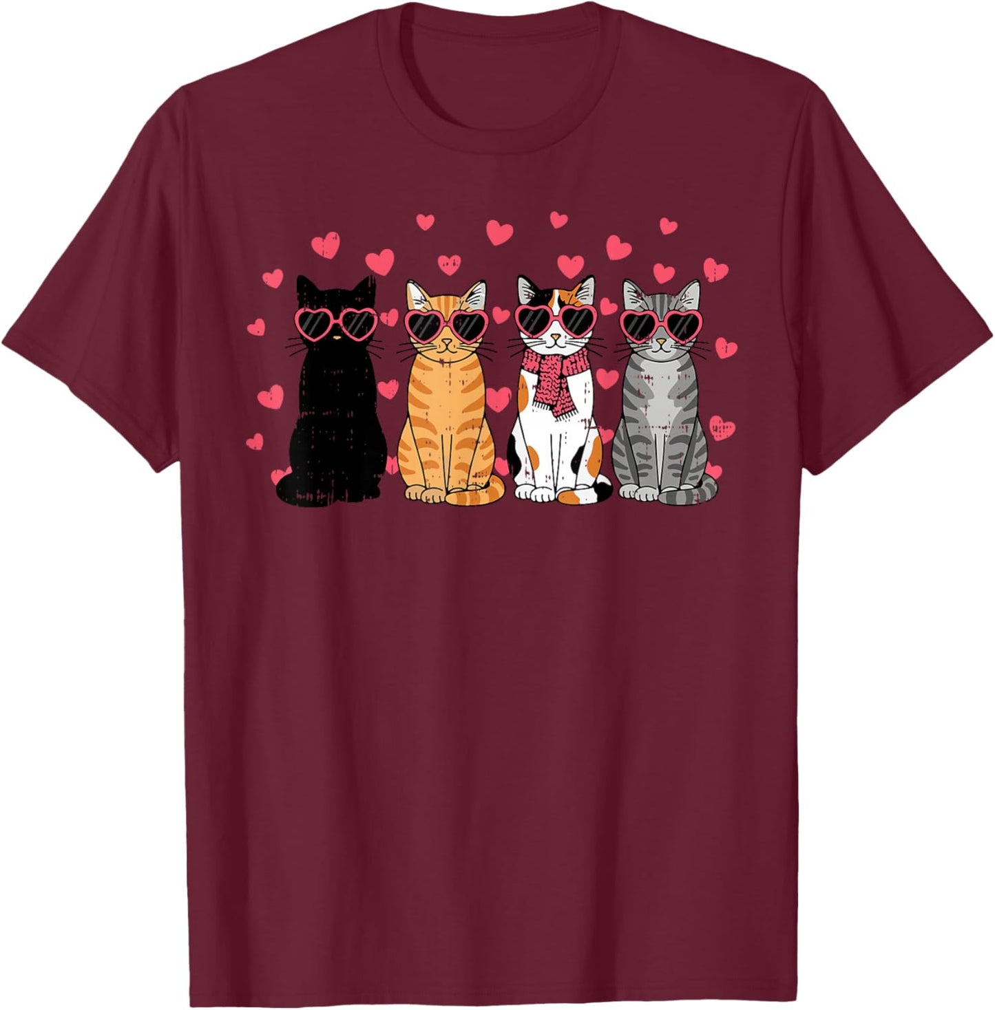 Cats Valentine Cat Kitten Valentines Day Men Women Kids T-Shirt - T-Shirt | Maroon