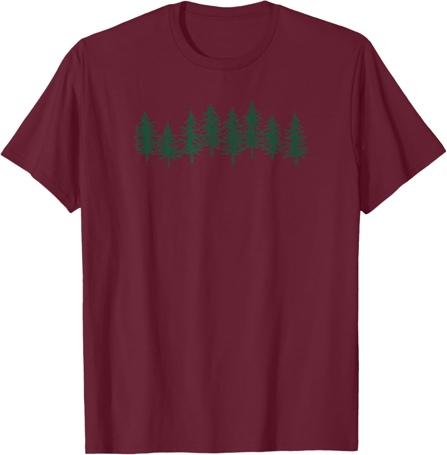 Simple Evergreen Tree Illustration, Cool Nature T-Shirt - T-Shirt | Maroon