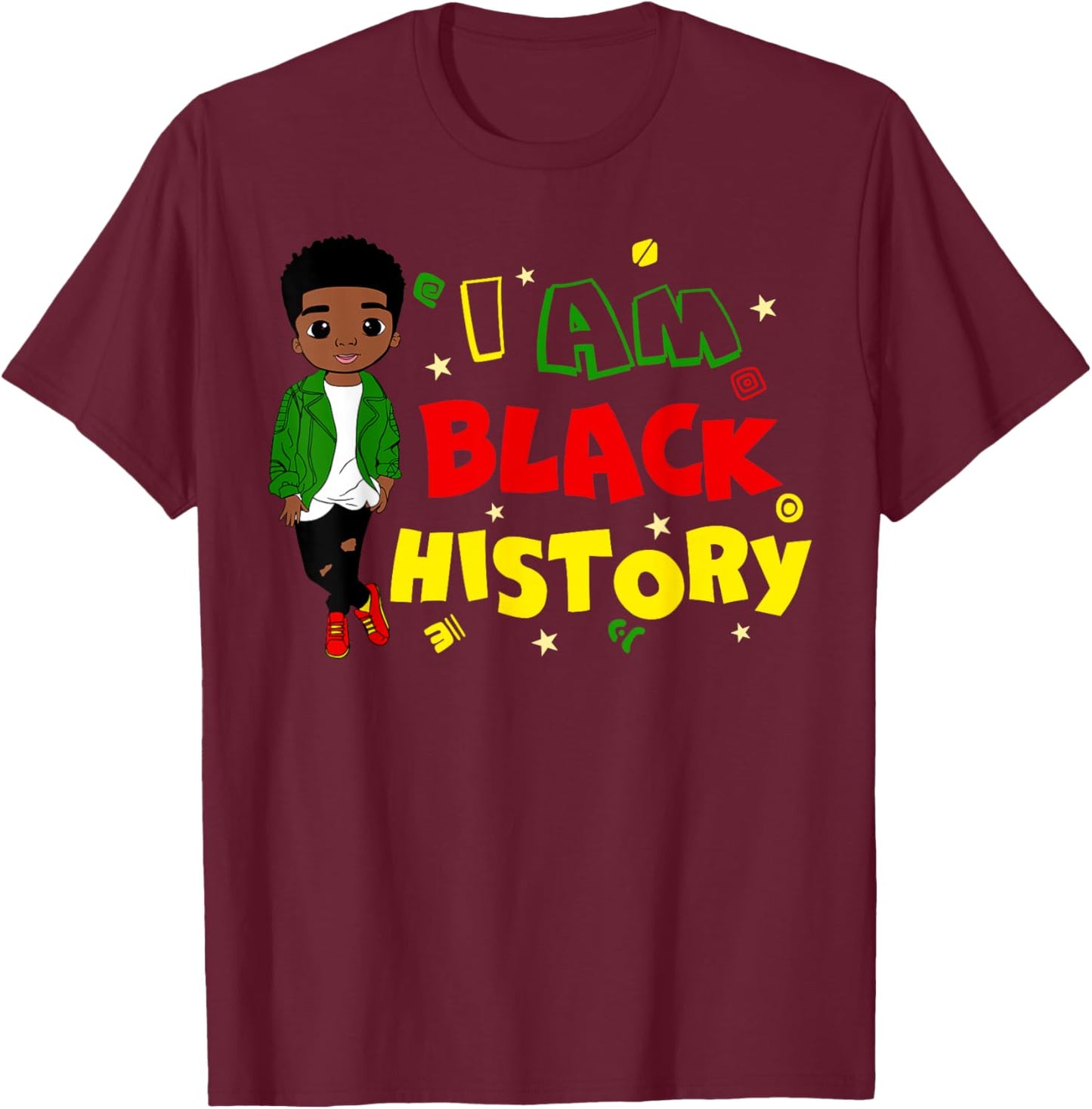 Little Boy I Am Black History Month African Kid Toddler T-Shirt - T-Shirt | Maroon