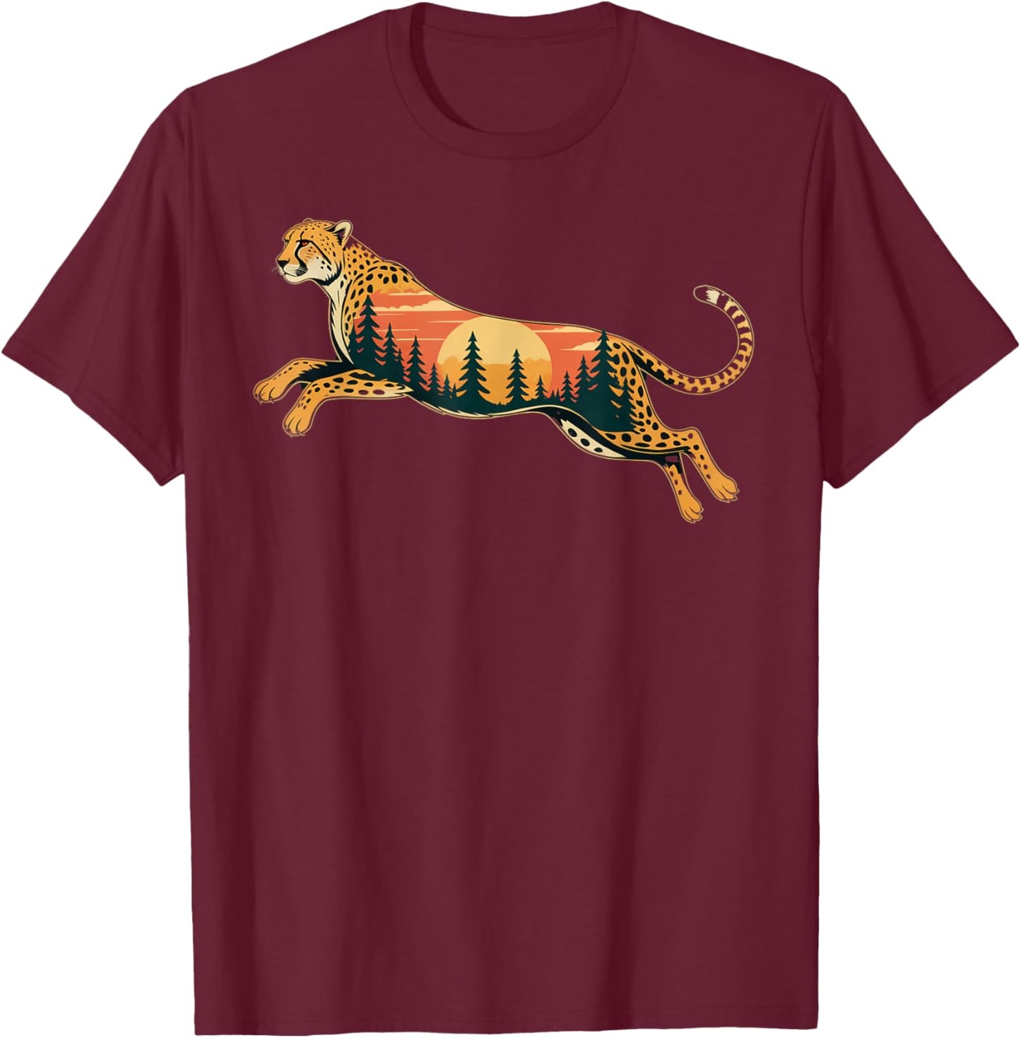 Cheetah Face Women Cheetah Print Stuff Nature Forest Cheetah T-Shirt - T-Shirt | Maroon