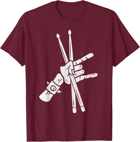 Drums Drummers Men Boys Drummer T-Shirt - T-Shirt | Maroon