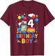 Four 4Yr 4Th Kids Boys Girls Train Birthday Boy 4 Years Old T-Shirt - T-Shirt | Maroon