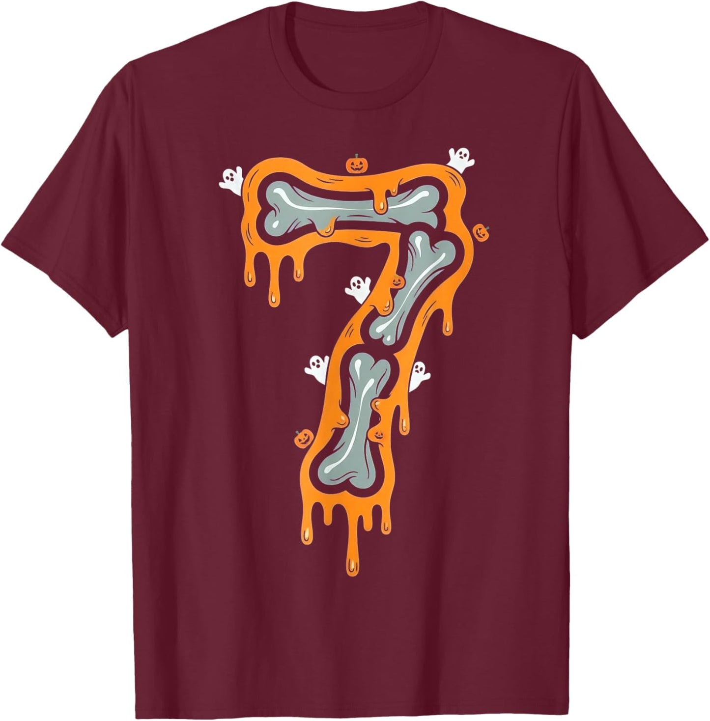 Six Seven Meme 6 7 Skeleton Halloween Costume Couple T-Shirt - T-Shirt | Maroon
