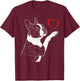 Boston Terrier Lover Dog Art Bostie Holding Heart Valentines T-Shirt - T-Shirt | Maroon