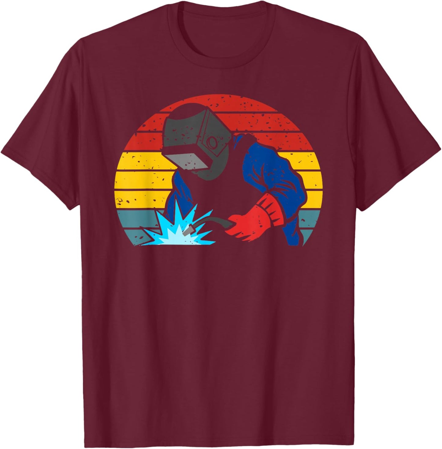 Retro Vintage Welding Welder Dad Men T-Shirt - T-Shirt | Maroon