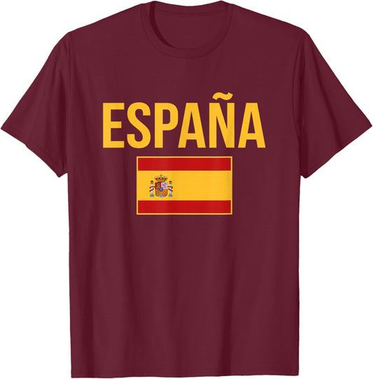 Espaa Spanish Spain Flag Travel Vacation Souvenir T-Shirt - T-Shirt | Maroon