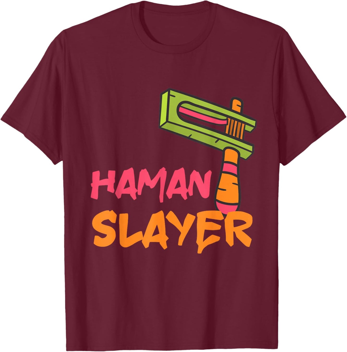 Haman Slayer Happy Purim Grogger Jewish Queen Esther Party T-Shirt - T-Shirt | Maroon