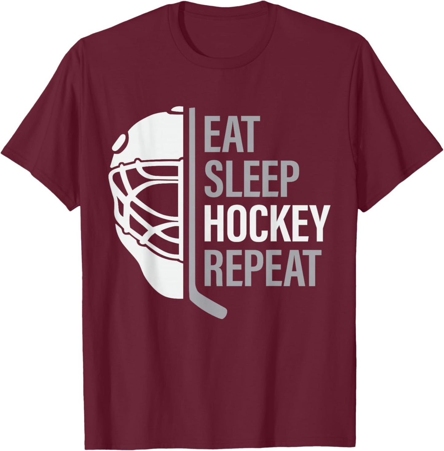 Ice Hockey Player Eat Sleep Hockey Repeat & Youth T-Shirt - T-Shirt | Maroon