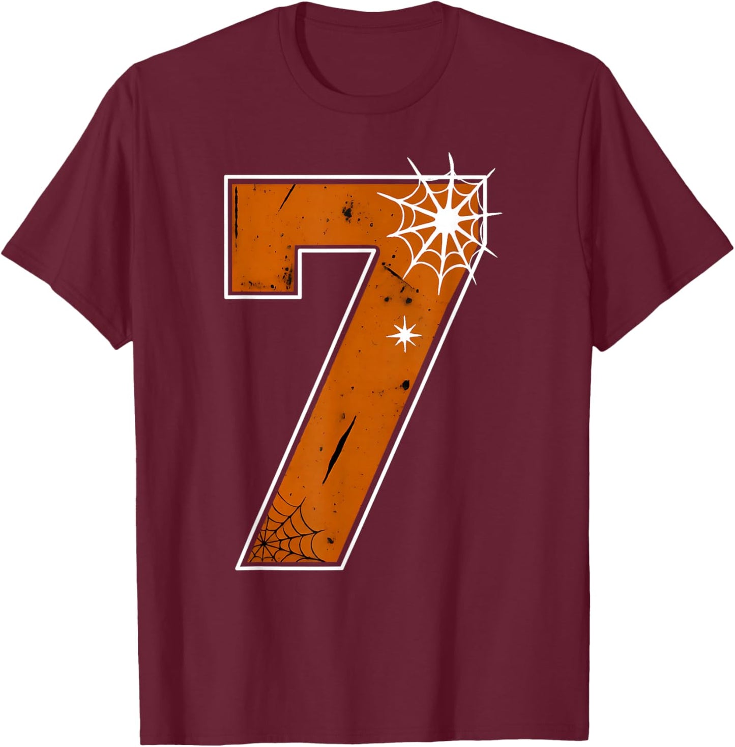 6 7 Funny Halloween Costume with Spider Web Trend Couples T-Shirt - T-Shirt | Maroon