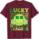 Groovy St Patricks Day Lucky Teacher Saint Paddys Men Women T-Shirt - T-Shirt | Maroon