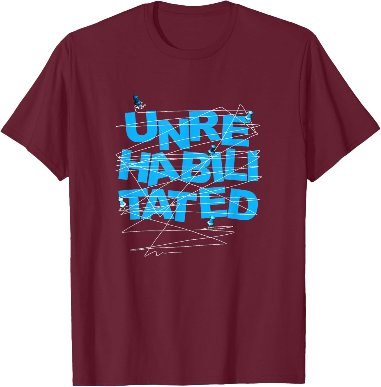 Blue Color Unrehabilitated Blue Graphic T-Shirt - T-Shirt | Maroon