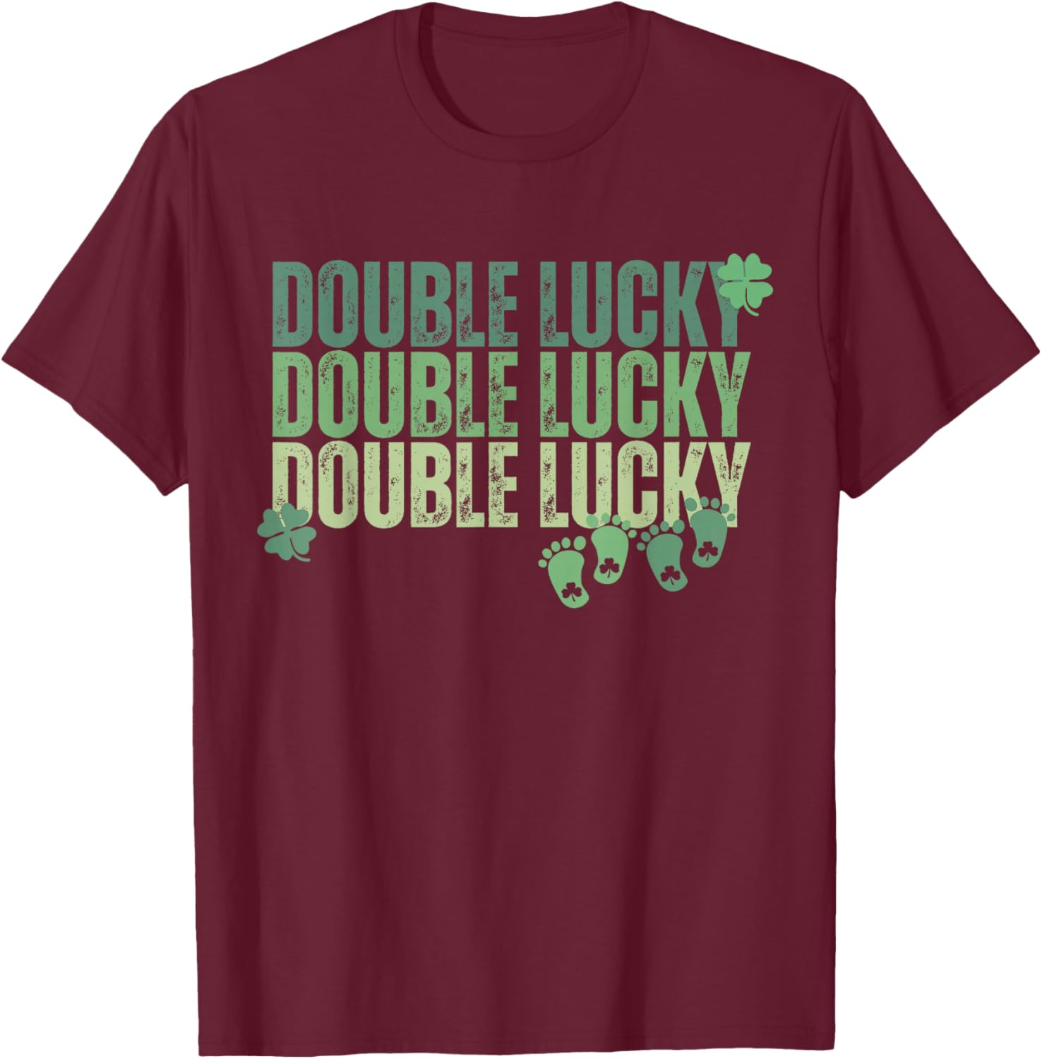 Twin Pregnancy Announcement St Patricks Day Expecting Reveal T-Shirt - T-Shirt | Maroon