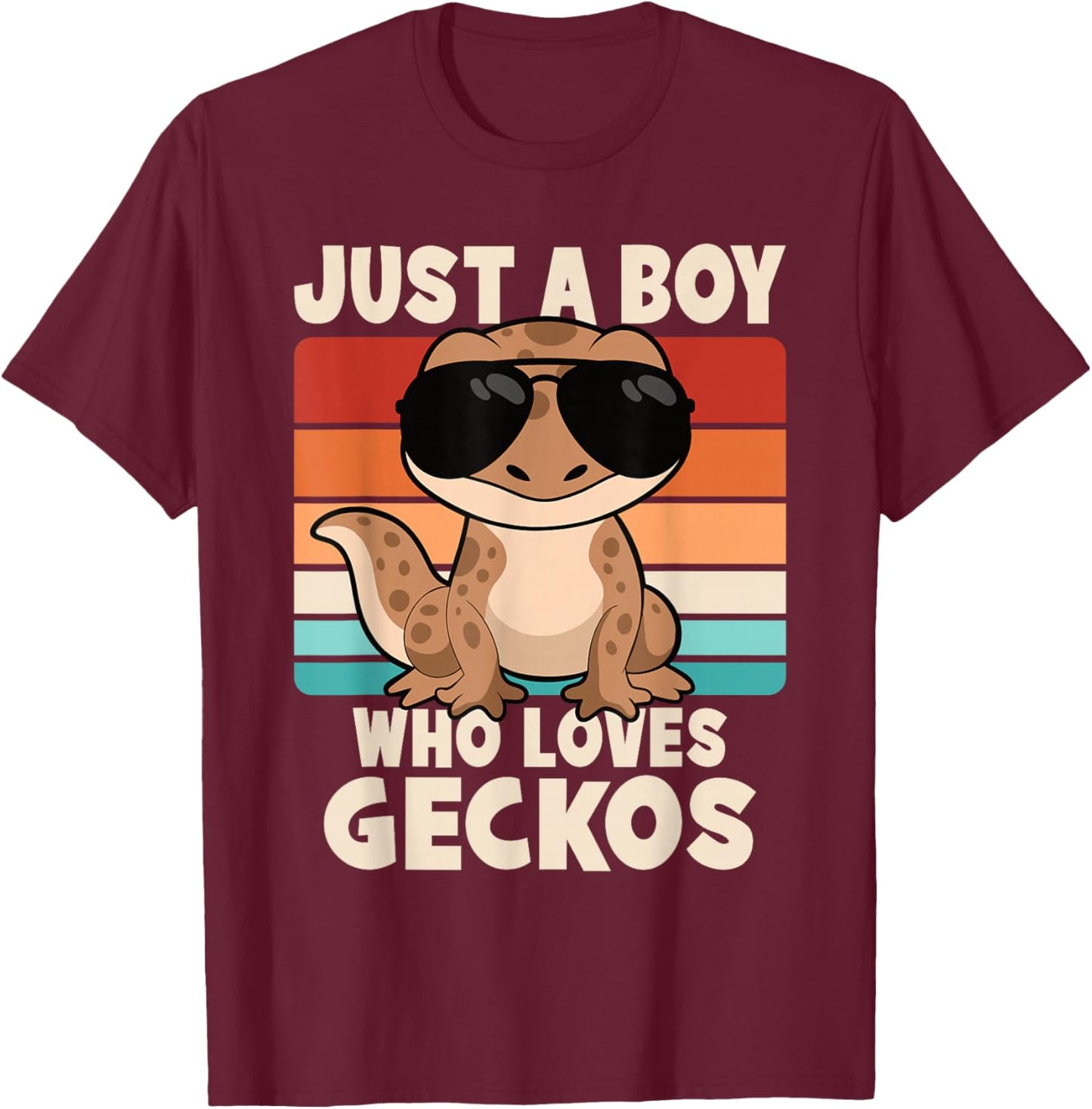 Just A Boy Who Loves Geckos Funny Leopard Gecko Lizard Kids T-Shirt - T-Shirt | Maroon