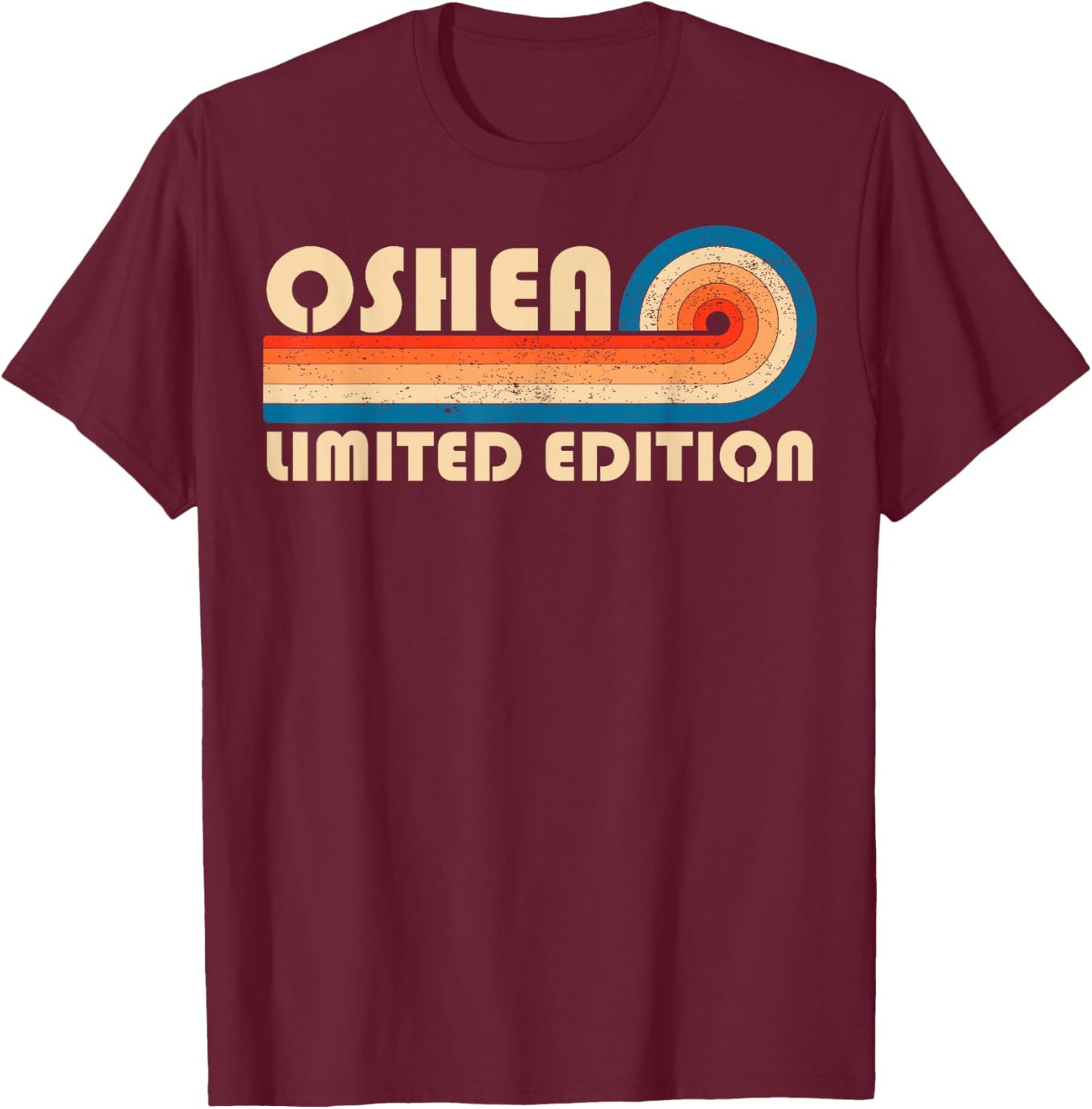 Oshea Retro 70s 80s Sunset Stripe T-Shirt - T-Shirt | Maroon