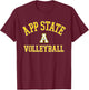App State Mountaineers Arch Over Volleyball - App State T-Shirt - T-Shirt | Maroon