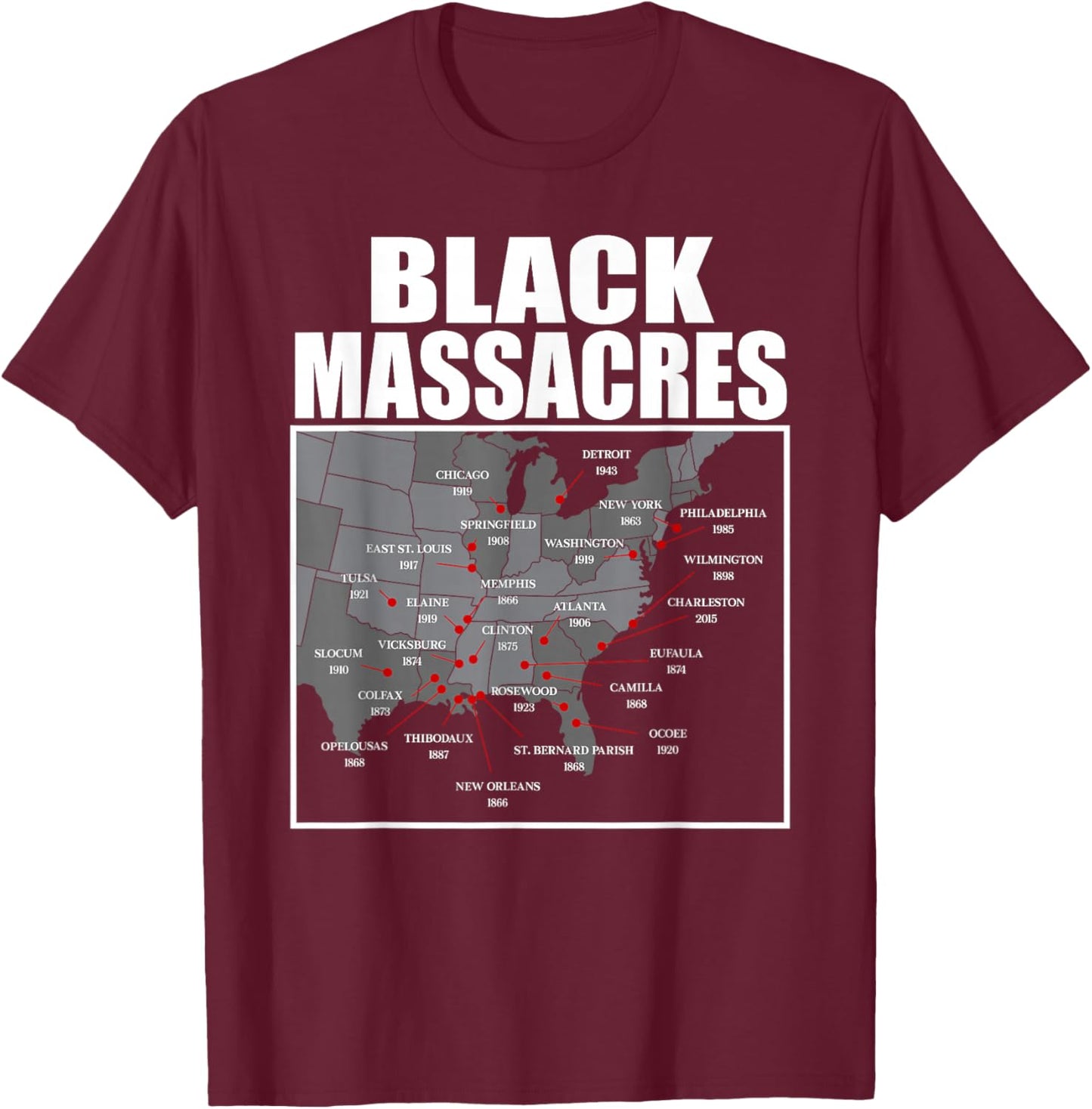 African American History Awareness Map Afro Women Men T-Shirt - T-Shirt | Maroon
