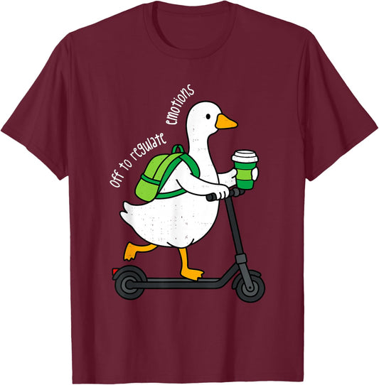 Off to Regulate Emotions Funny Goose Mental Health Counselor T-Shirt - T-Shirt | Maroon