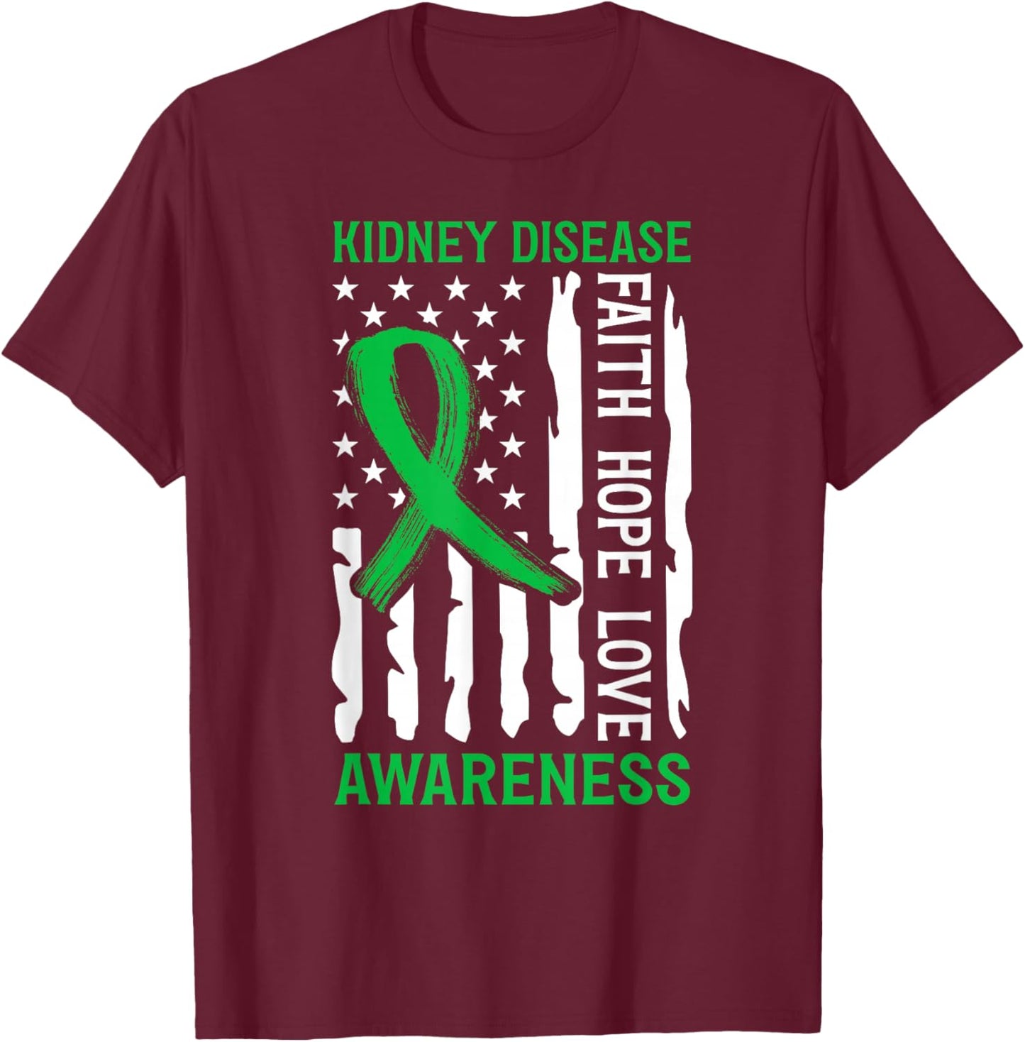 Kidney Disease Awareness US Flag Kidney Disease Survivor T-Shirt - T-Shirt | Maroon