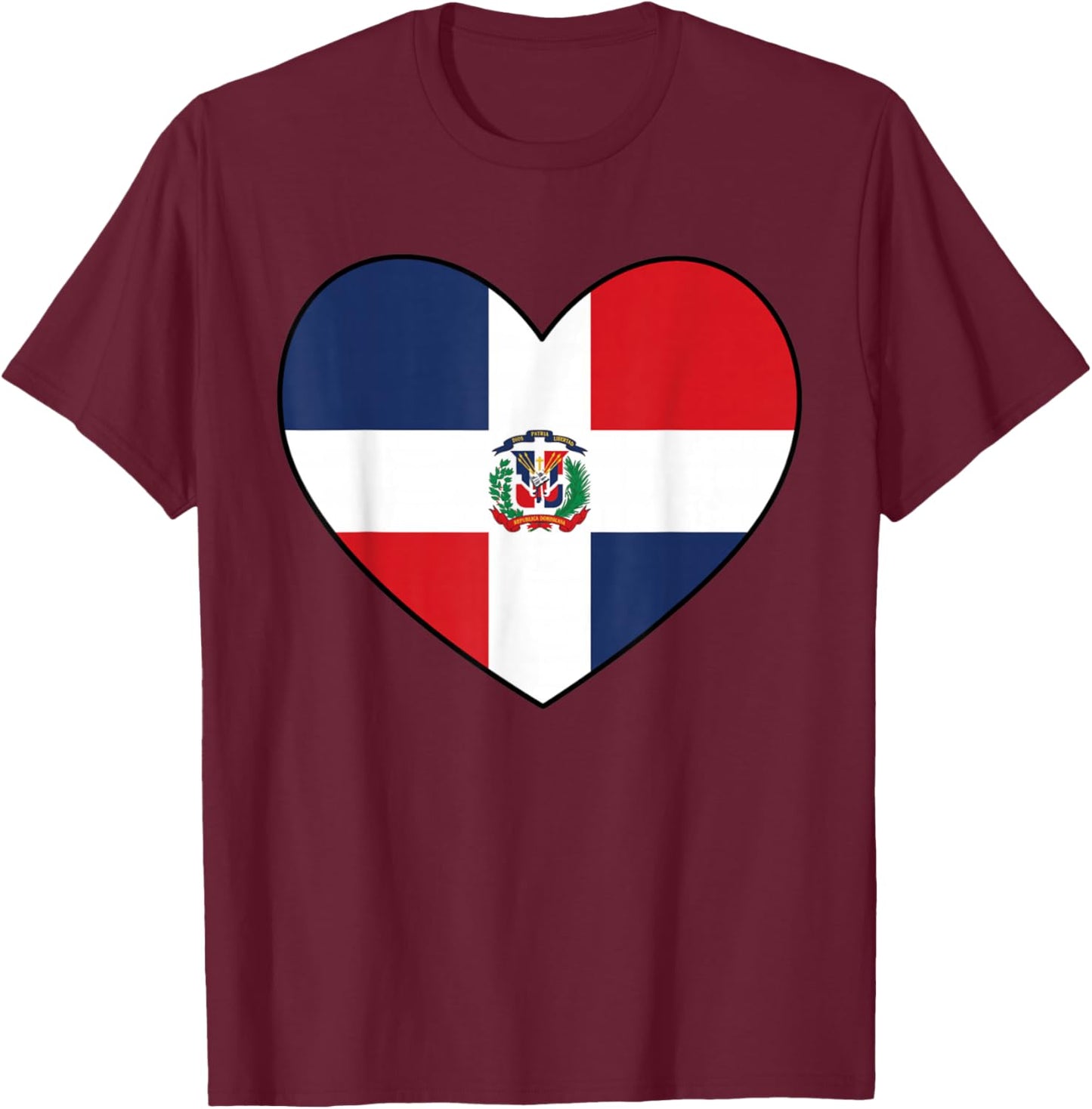 Dominican Republic Flag Patriotic Heart Men Women Kids T-Shirt - T-Shirt | Maroon