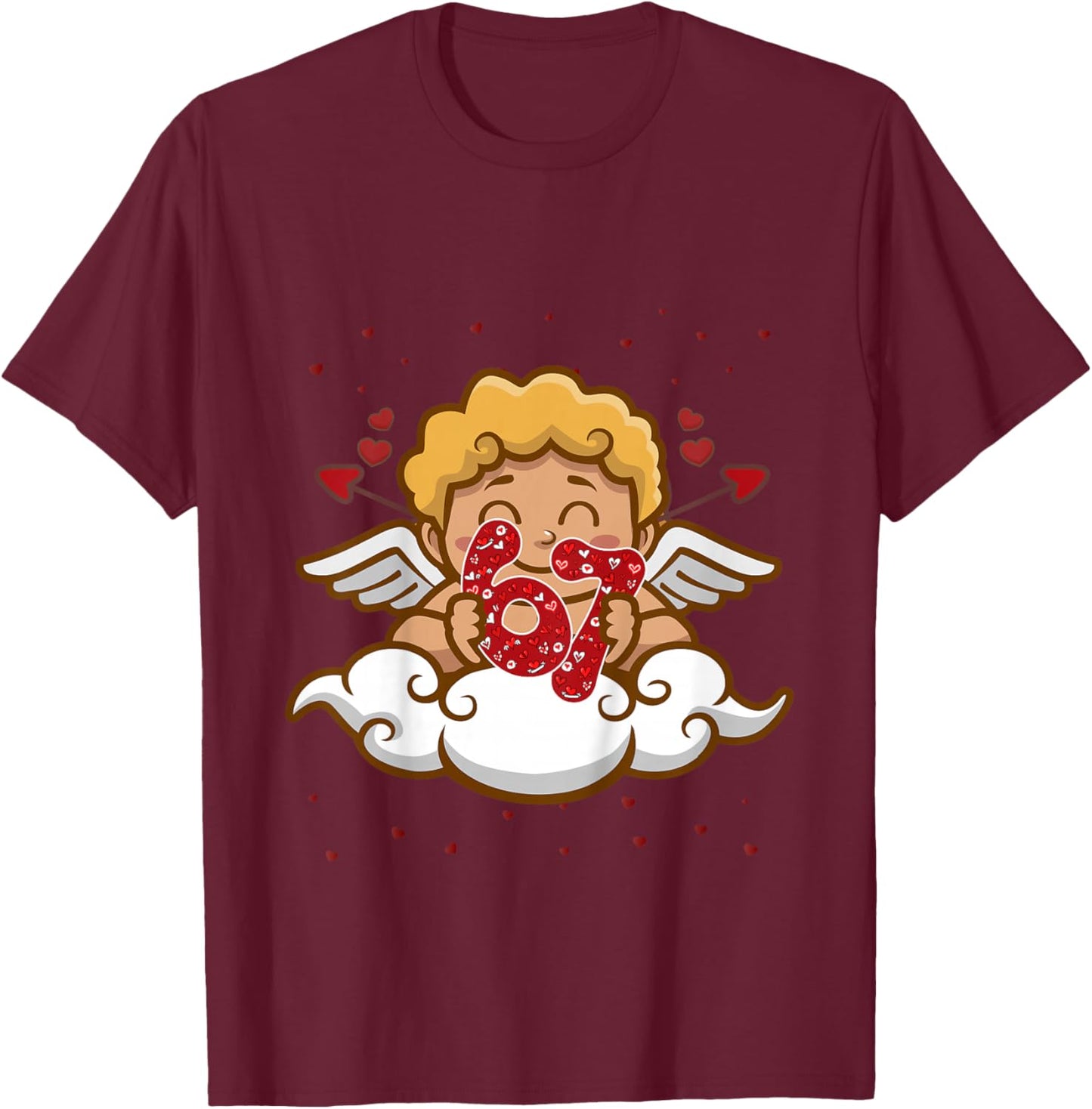 Kids 6 7 Meme Six Seven Cupid 67 Valentines Day Toddler T-Shirt - T-Shirt | Maroon