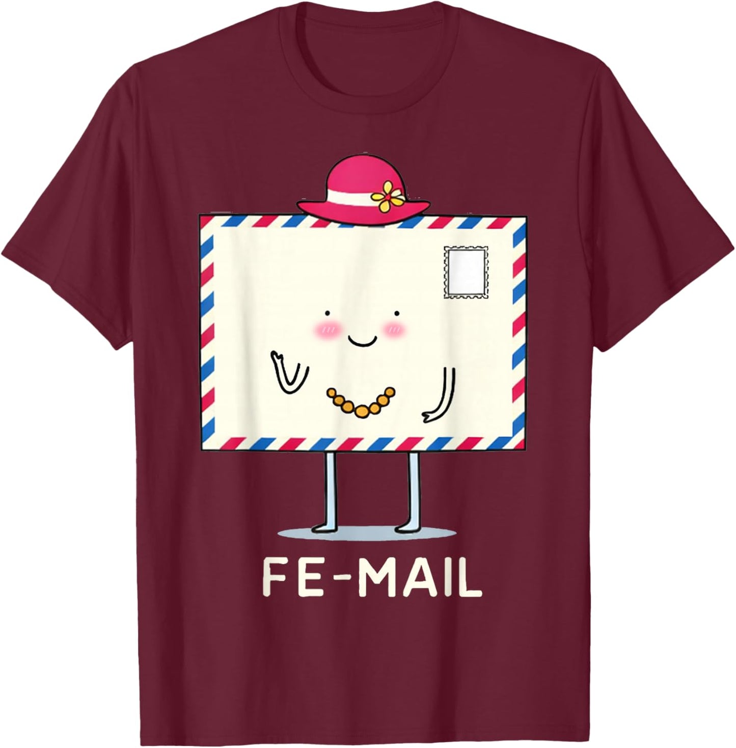 Funny Valentines Couple Matching Mail Fe-Mail Humor Pun Joke T-Shirt - T-Shirt | Maroon