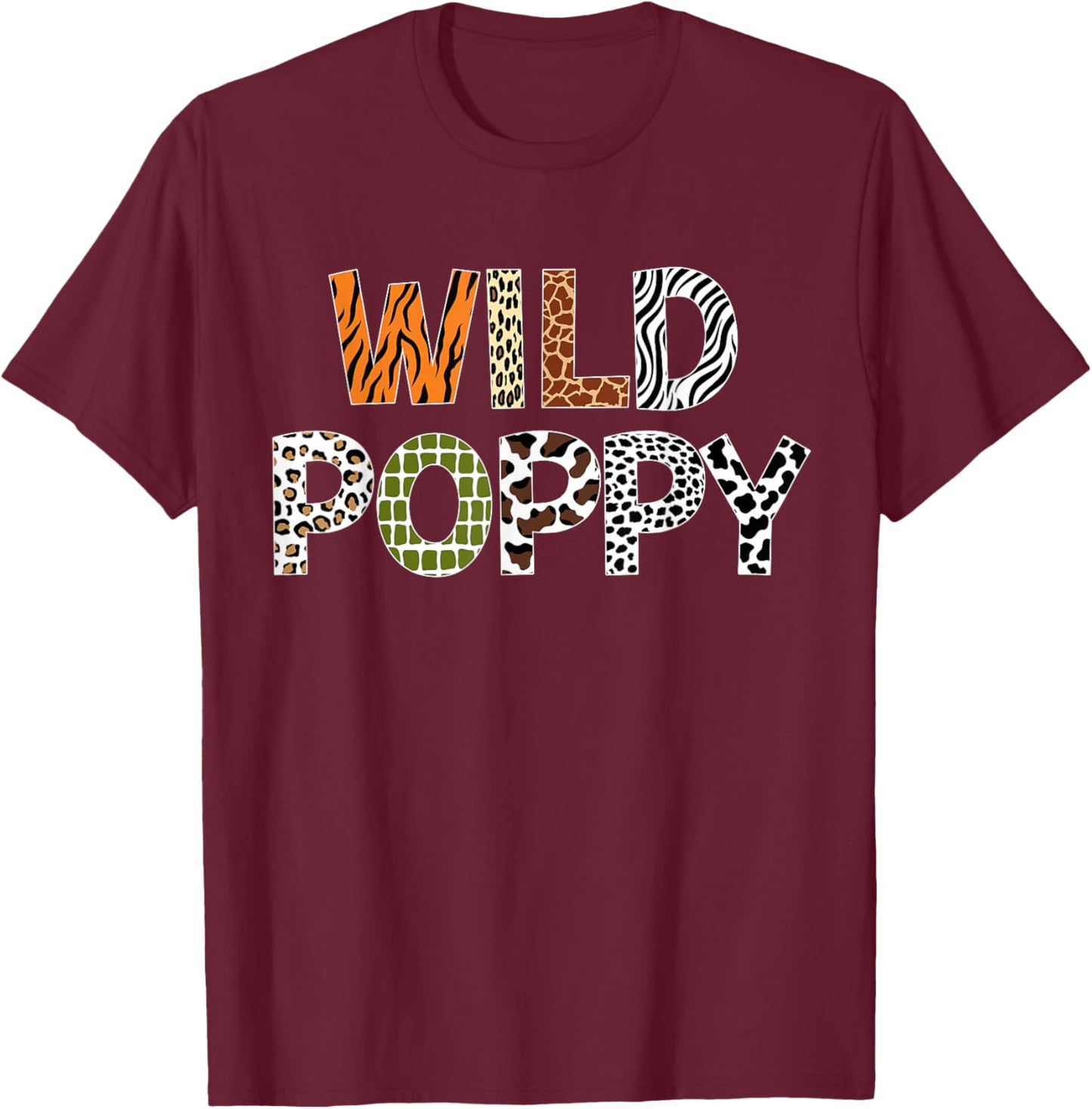 Wild Poppy Jungle Safari Party Animal Print Matching Family T-Shirt - T-Shirt | Maroon