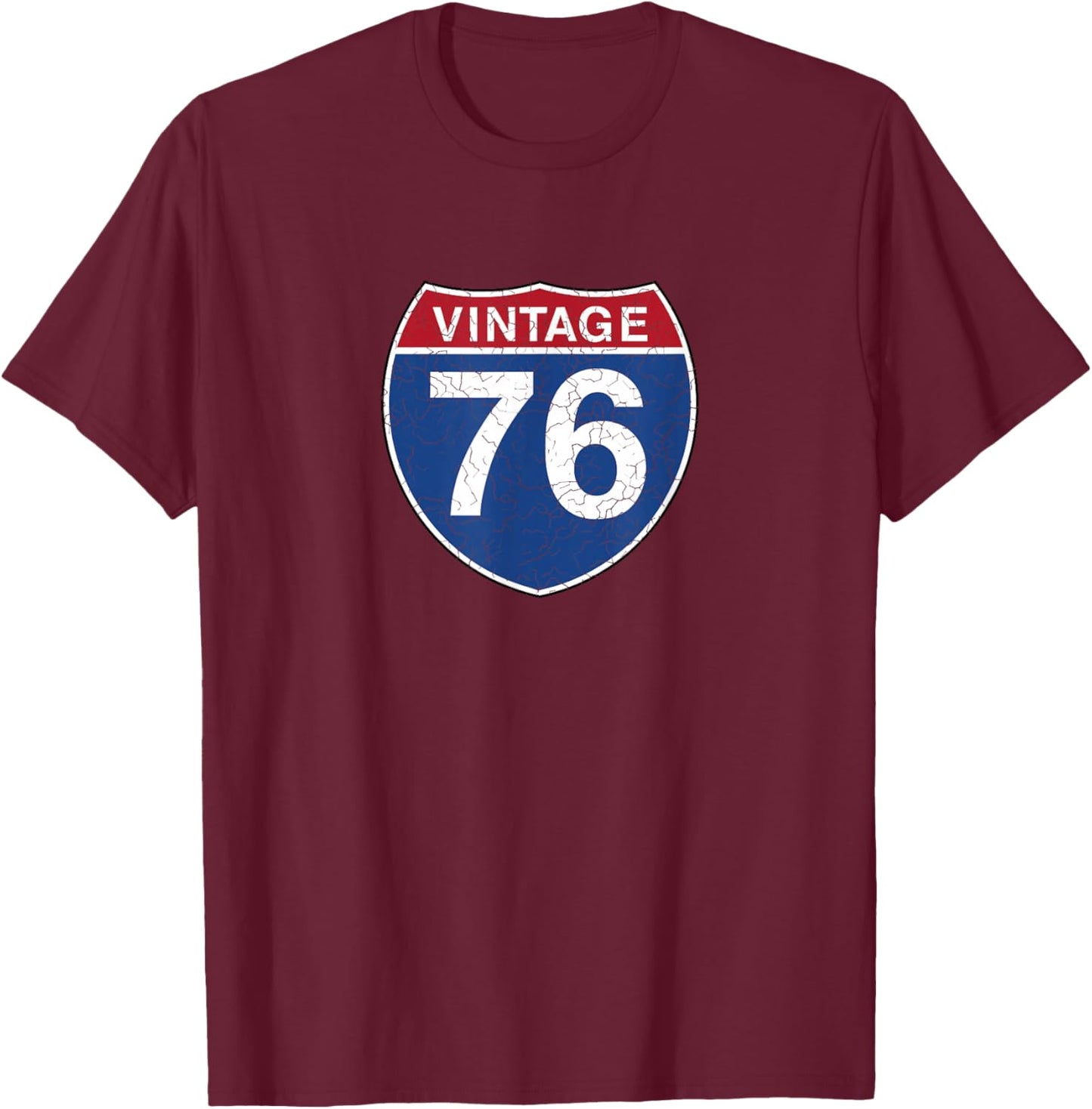 76 Vintage 50th Birthday Gift Ideas 1976 Road Sign T-Shirt - T-Shirt | Maroon