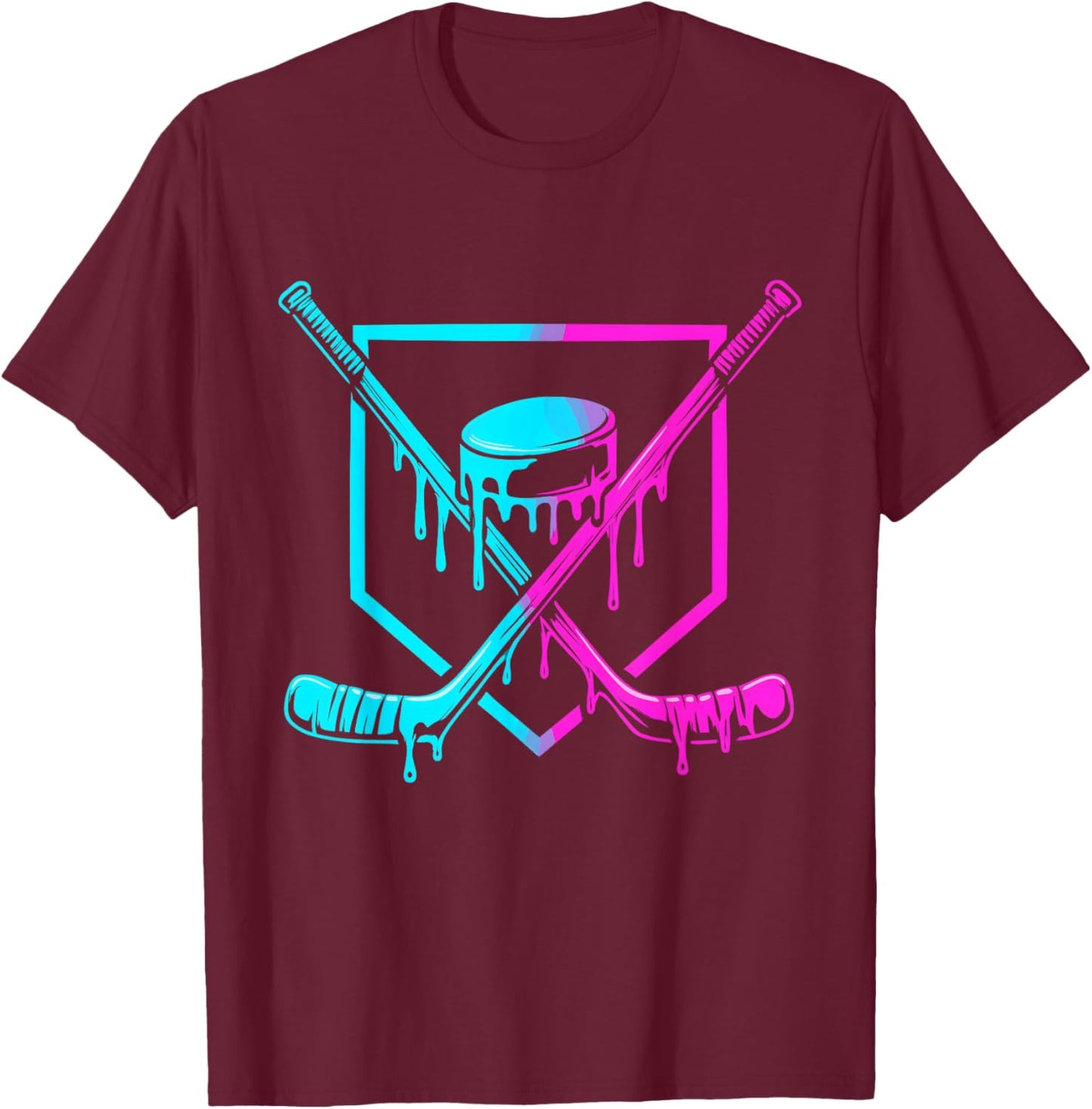 Hockey Drip for Boys Ice Cream Drip Youth Boys Hockey Kids T-Shirt - T-Shirt | Maroon