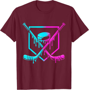 Hockey Drip for Boys Ice Cream Drip Youth Boys Hockey Kids T-Shirt - T-Shirt | Maroon