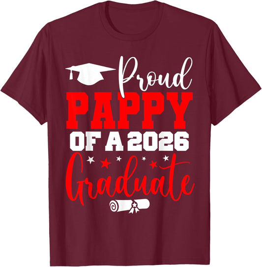 Pappy Senior 2026 Proud Pappy of A Class of 2026 Graduate T-Shirt - T-Shirt | Maroon