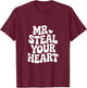 Mr Steal Your Heart Valentine's Day Boys Toddler Kids T-Shirt - T-Shirt | Maroon