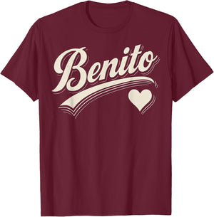 Vintage Benito Heart Script Gift Women Kid Boy Girl T-Shirt - T-Shirt | Maroon