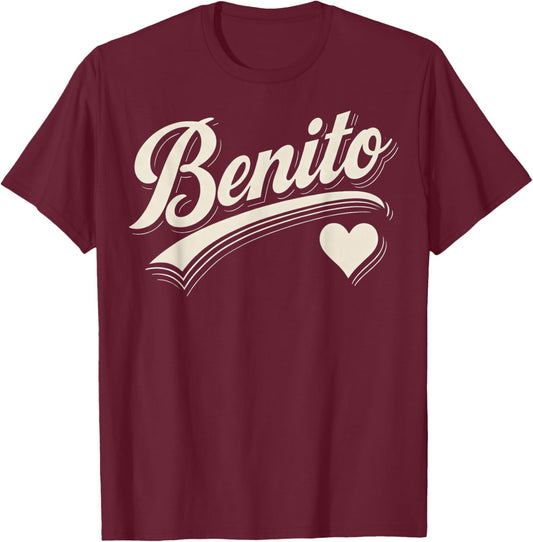 Vintage Benito Heart Script Gift Women Kid Boy Girl T-Shirt - T-Shirt | Maroon