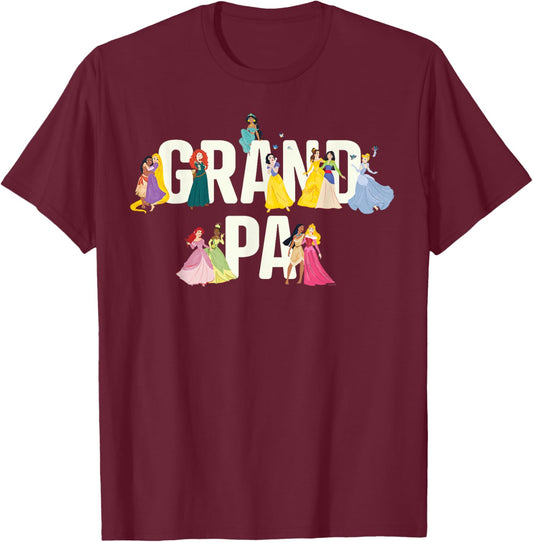 Disney Princess Squad Grandpa Family Trip Vacation Reunion T-Shirt - T-Shirt | Maroon