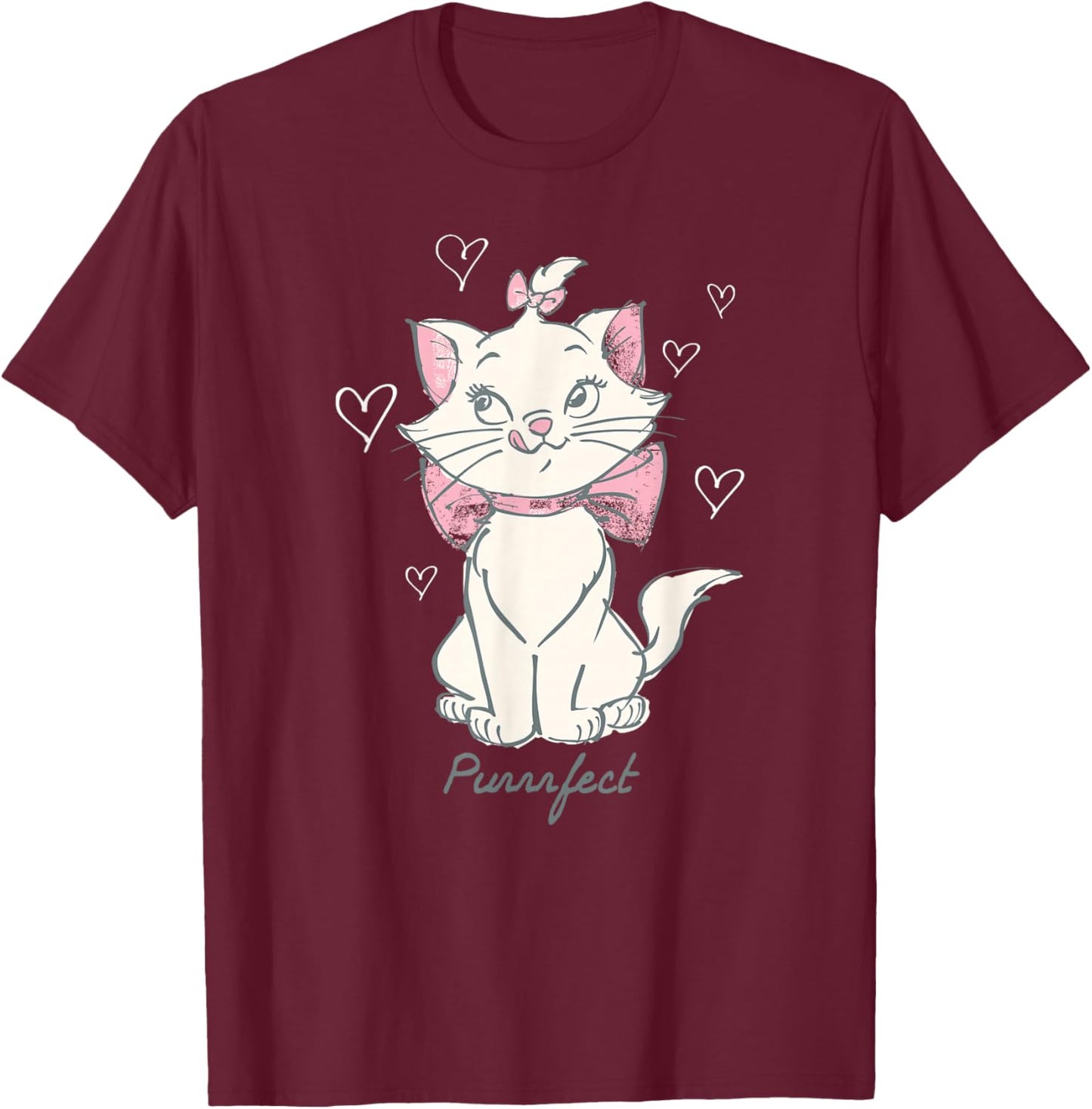 Disney The Aristocats Marie Purrfect Vintage Sketch Art T-Shirt - T-Shirt | Maroon