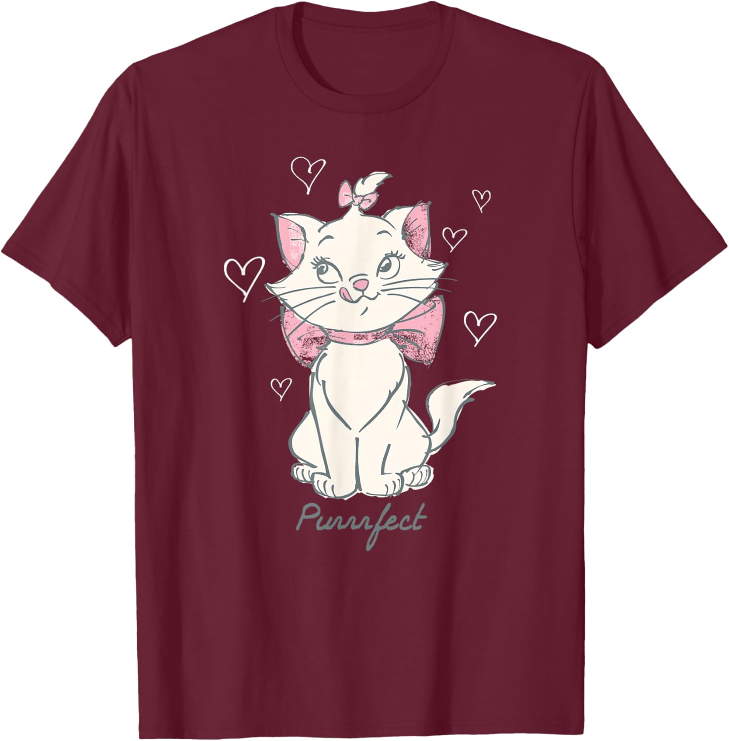 Disney The Aristocats Marie Purrfect Vintage Sketch Art T-Shirt - T-Shirt | Maroon