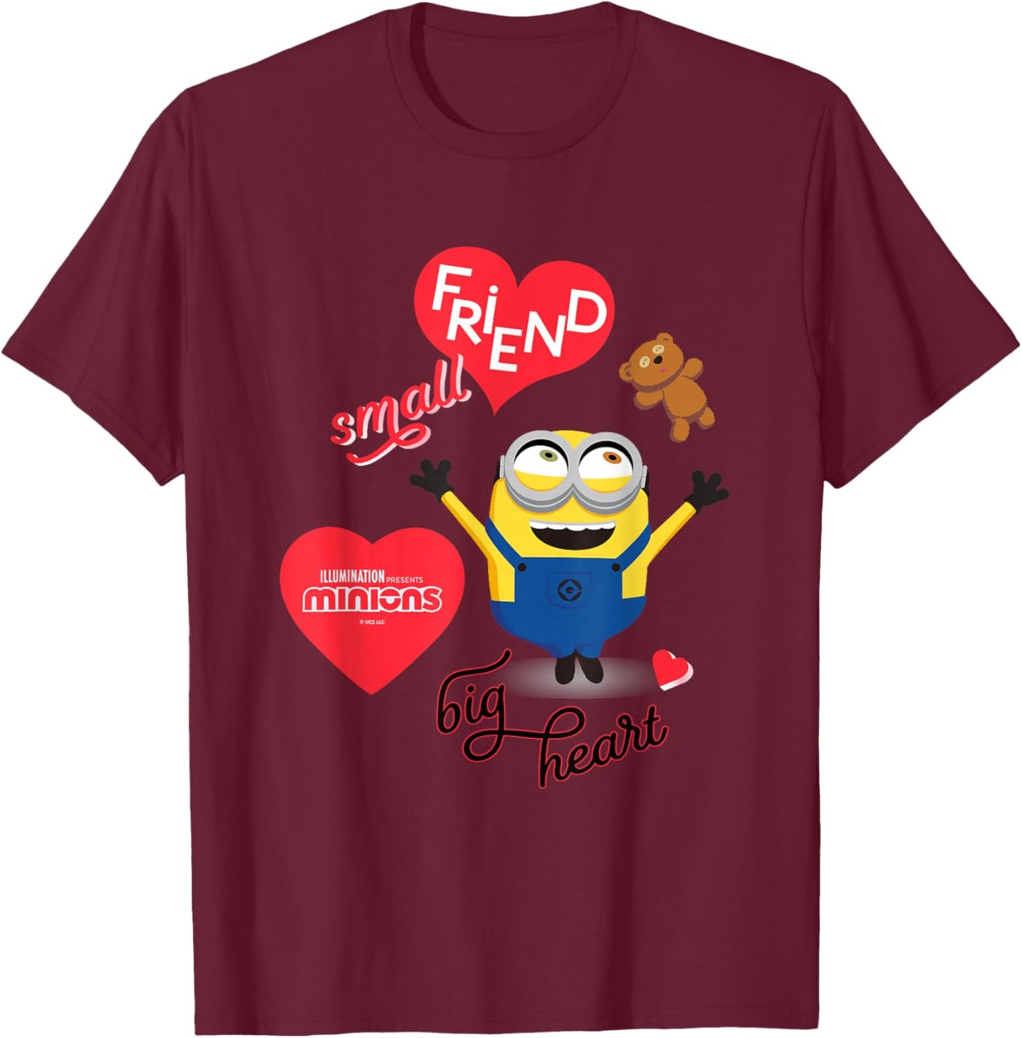 Minions Small Friend Big Heart T-Shirt - T-Shirt | Maroon