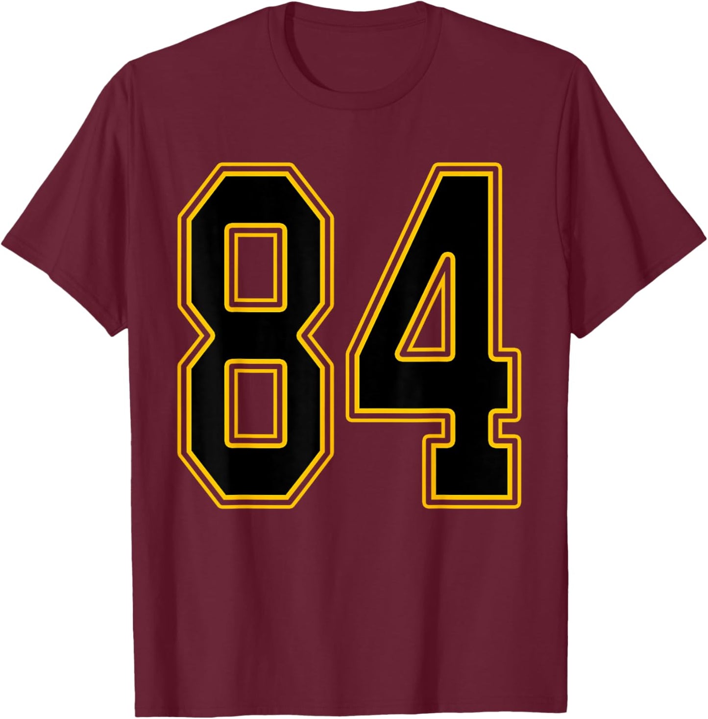 Black and Gold Number 84 Jersey Player Uniform #84 T-Shirt - T-Shirt | Maroon