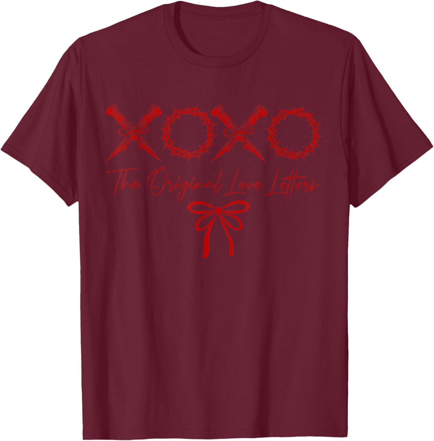 XOXO The Original Love Letters Christian Valentine’s Day T-Shirt - T-Shirt | Maroon