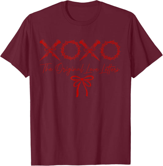 XOXO The Original Love Letters Christian Valentine’s Day T-Shirt - T-Shirt | Maroon